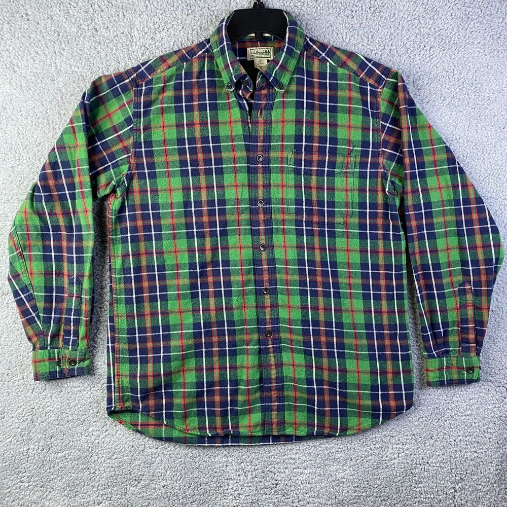 L.L. Bean Men's Green Plaid Dress Shirt